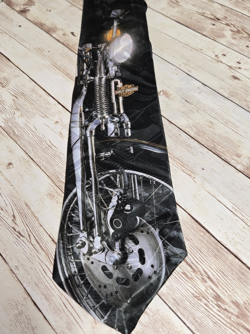 Motorcycle Graphic Black Tie with Harley-Davidson Logo - Picture 5 of 9